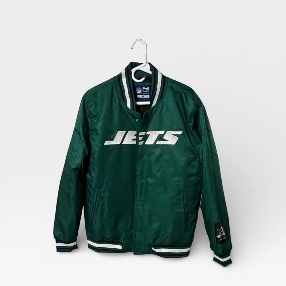 NWT New York Jets NFL Ultra Game Men’s Full Snap‎ Bomber Jacket Size Medium